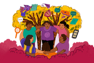 Young people in a group hug